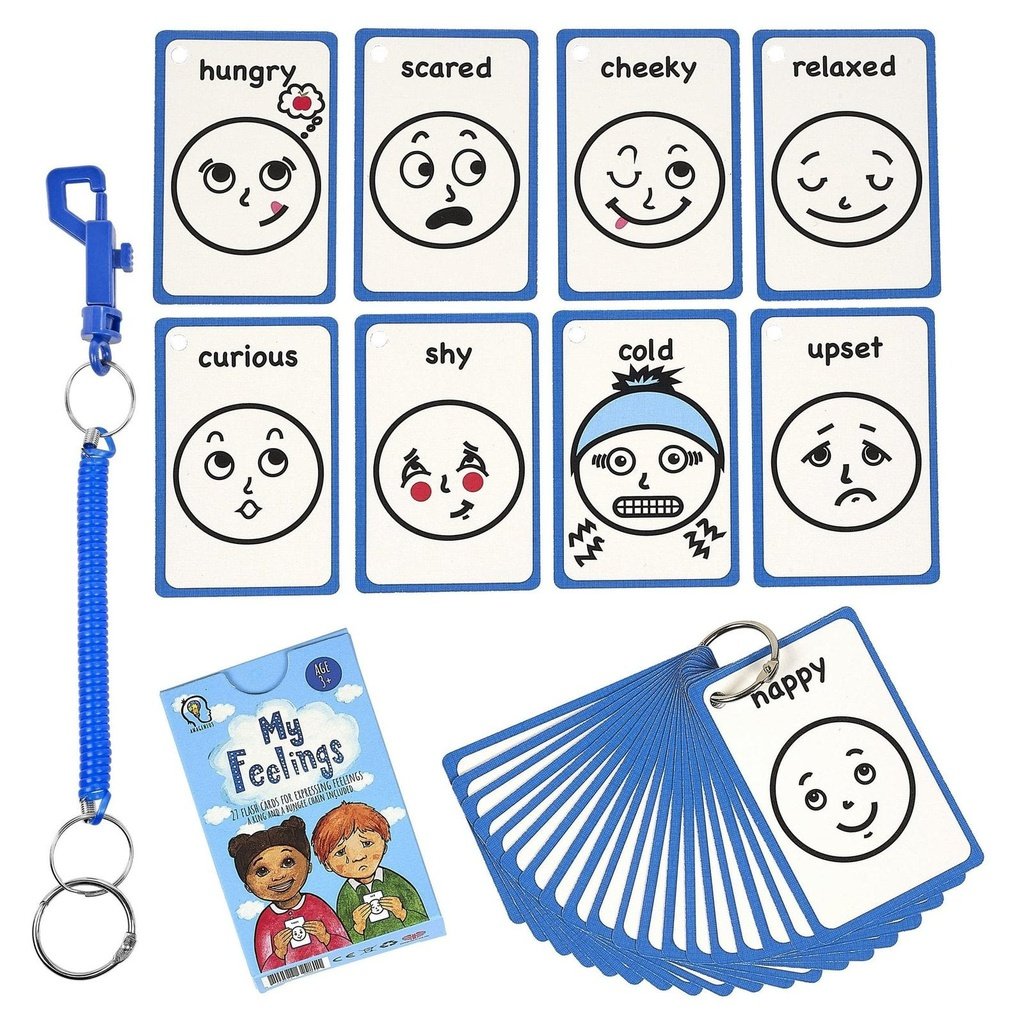 picture of Autism Communication Cards - My Feelings Outlined Faces 27 Pack by Amonev