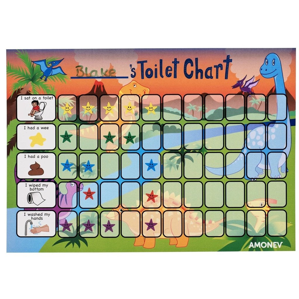 picture of Dinosaur Potty & Toilet Training Reward Chart Twin Paper Pack by Amonev