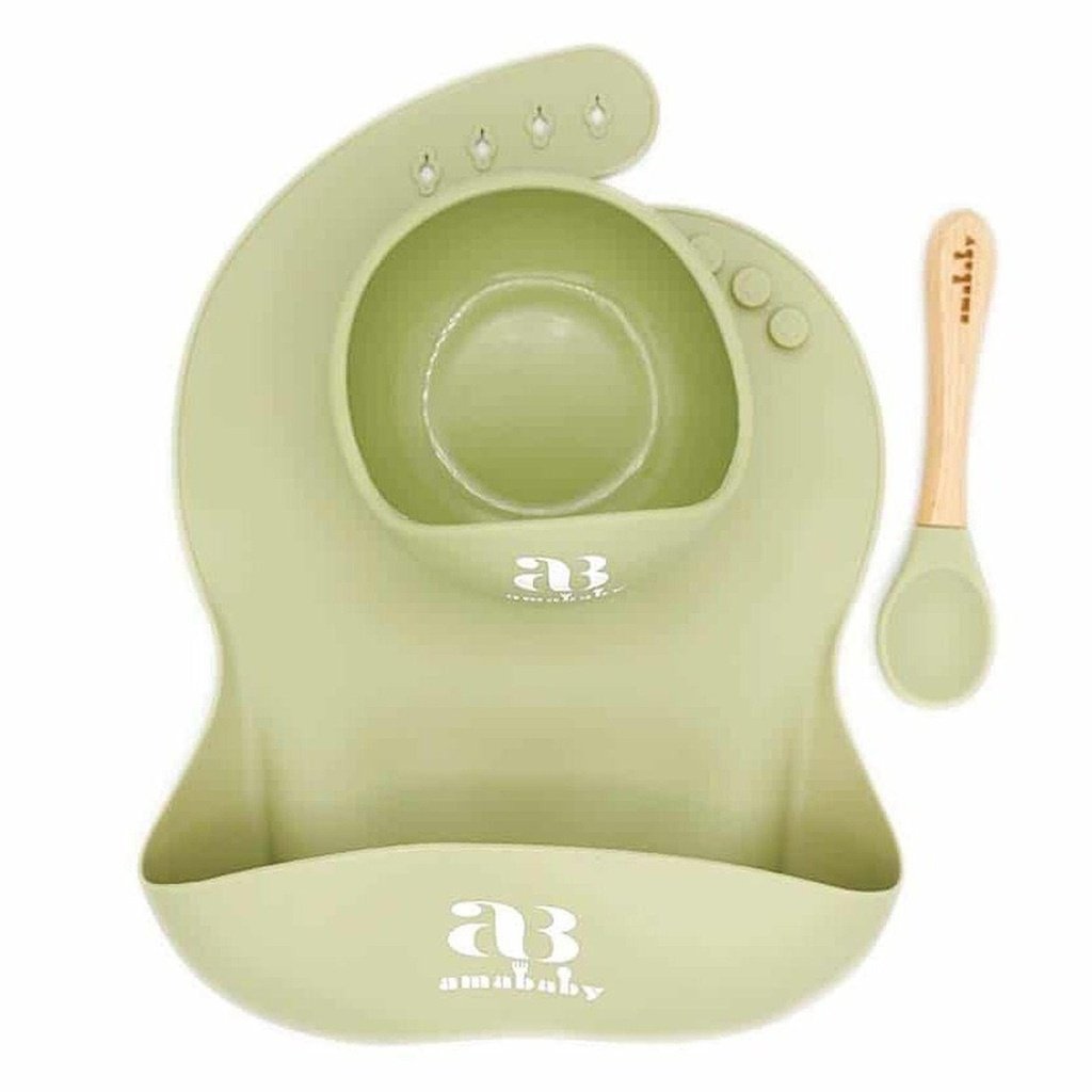 picture of Silicone Bib and Suction Bowl Feeding Set by Amonev