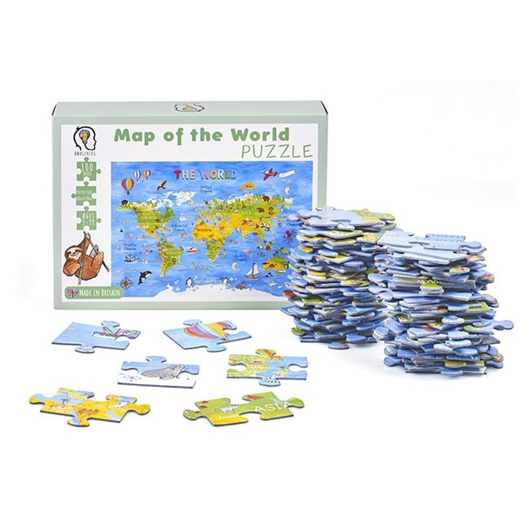 picture of World Map Jigsaw Floor Puzzle for Kids 100 Pcs Detailed by Amonev