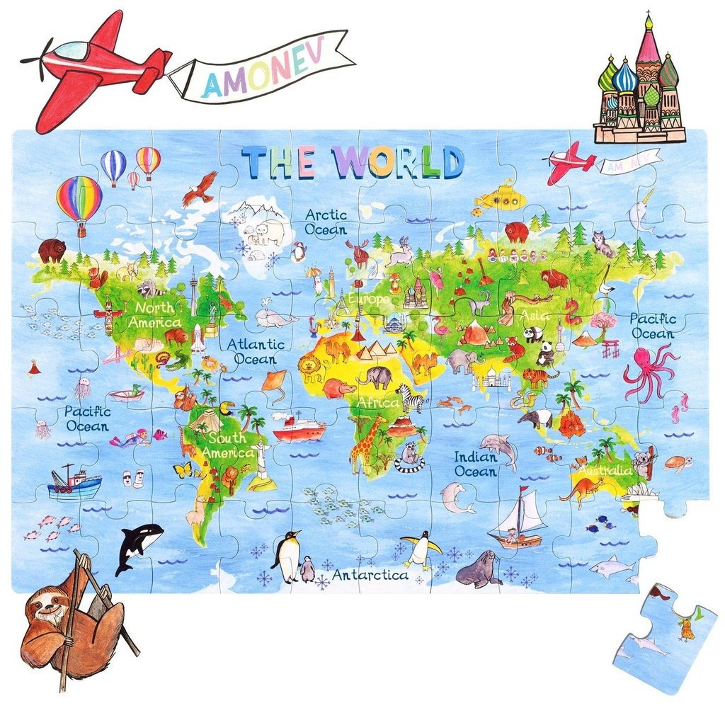 picture of World Map Jigsaw Floor Puzzle for Kids by Amonev